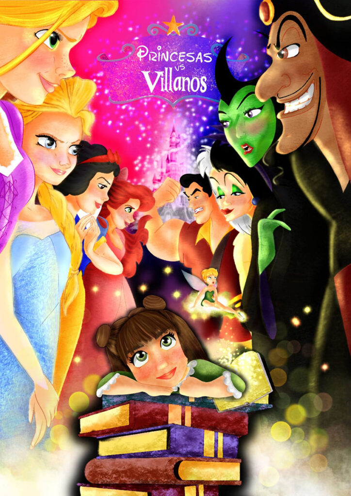 Creatividad del evento Princesas contra villanos.
